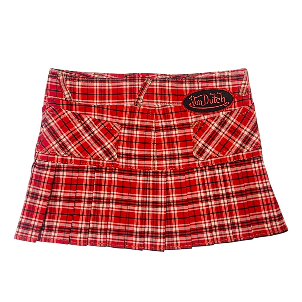 Auth Von Dutch Tartan Miniskirt